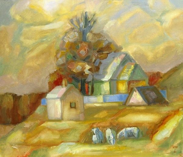 Картина под названием "Овцы (Sheeps)" - Boris Kotov, Подлинное произведение искусства, Масло