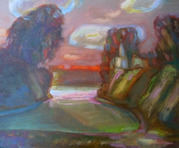Painting titled "Вечер (The evening)" by Boris Kotov, Original Artwork, Oil