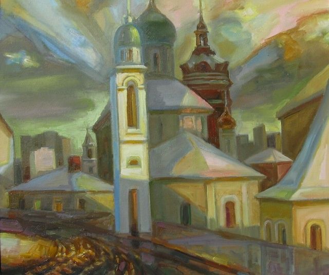 Картина под названием "Одиноко стоящая ( L…" - Boris Kotov, Подлинное произведение искусства, Масло