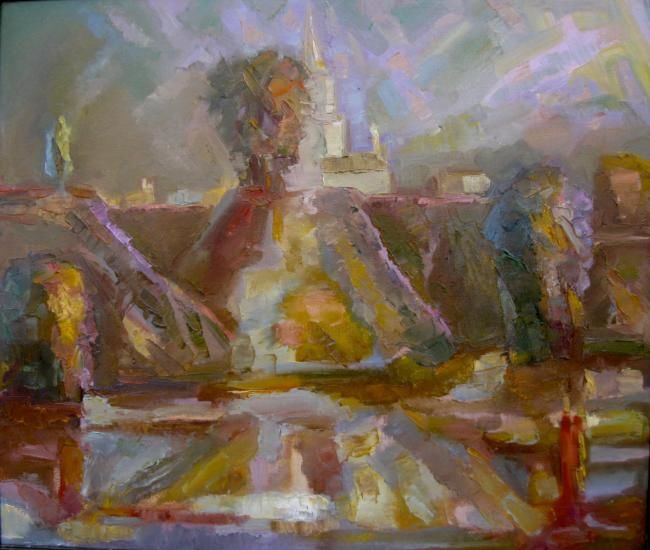Картина под названием "Высокий берег (High…" - Boris Kotov, Подлинное произведение искусства, Масло