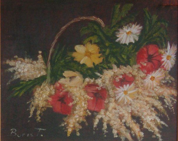 Malerei mit dem Titel "Flowers in a Basket" von Borislav Todorovic, Original-Kunstwerk