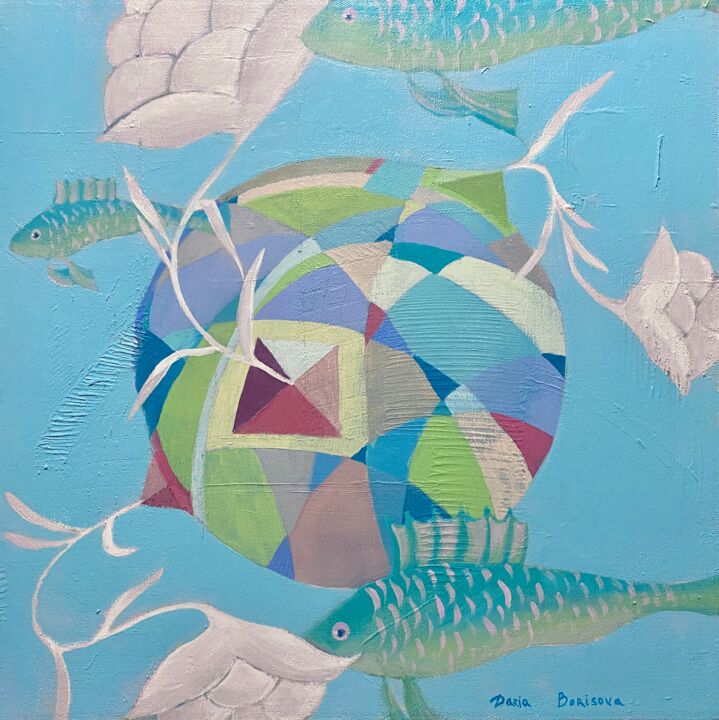 Painting titled "Cosmic Planet" by Daria Borisova, Original Art, Acrylic