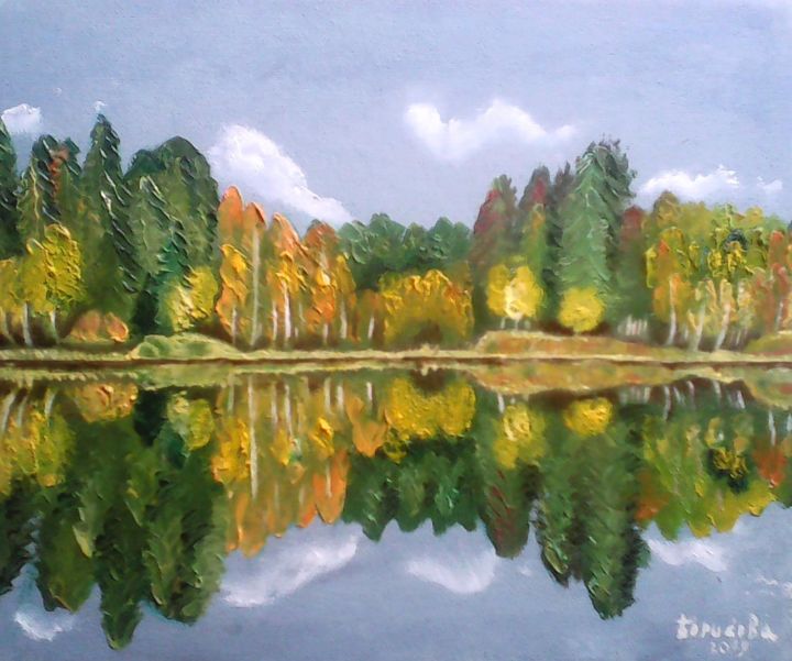 Картина под названием ""Осенний лес"(автор…" - Irina Borisova, Подлинное произведение искусства, Масло Установлен на картон