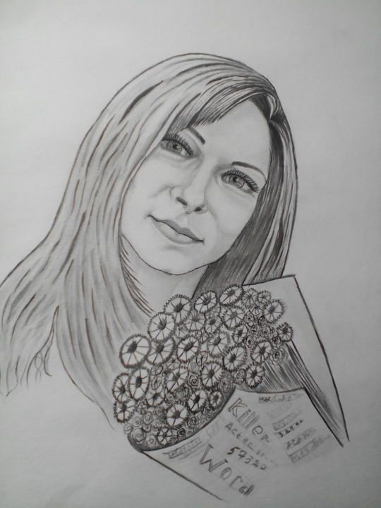 Zeichnungen mit dem Titel "Портрет девушки." von Irina Borisova, Original-Kunstwerk, Graphit
