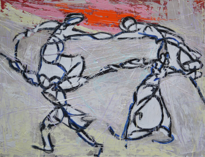 Painting titled "Archaic Dance" by Borko Petrovic, Original Artwork, Oil