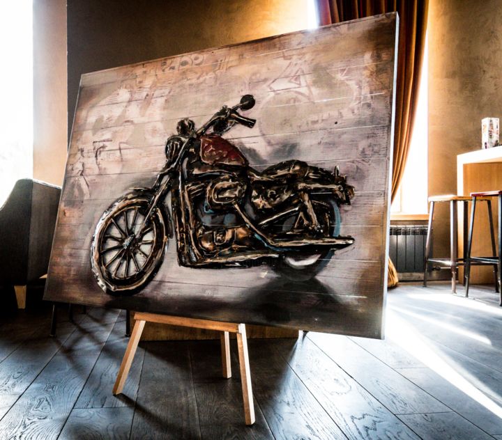 绘画 标题为“Мотоцикл Harley-Dav…” 由Borte Yrys, 原创艺术品, 丙烯