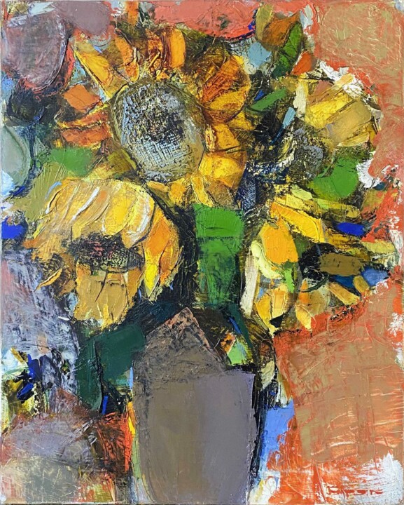 Peinture intitulée "Sonnenblumen" par Borys Buryak, Œuvre d'art originale, Huile