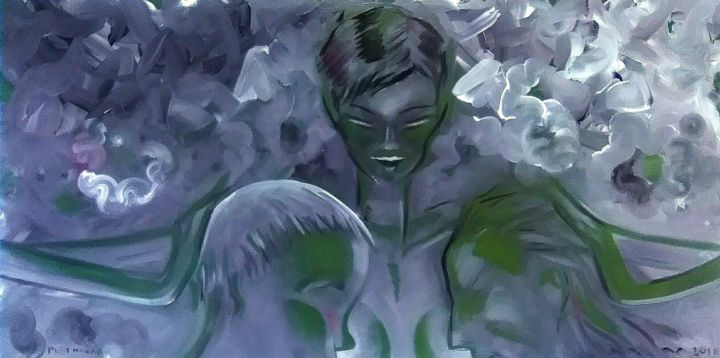 Painting titled "Milk-woman" by Boštjan Plesničar, Original Art, Oil