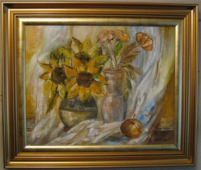 Painting titled "''Stillife with Sun…" by Botan Gheo-Vlad, Original Artwork, Oil
