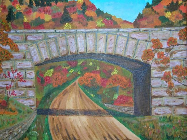 Painting titled "Stone Bridge" by Howard Wilemon, Original Artwork