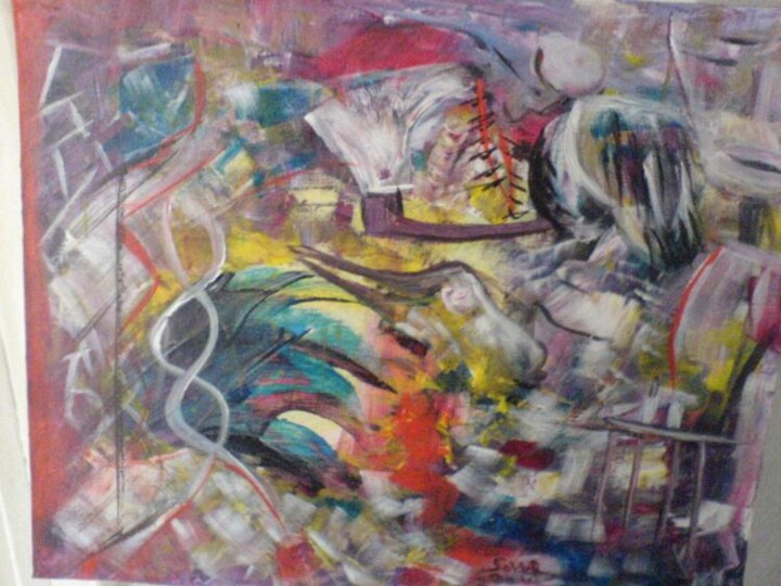Peinture intitulée "L'AMOUR ET LA SALLO…" par Boubacar Sow, Œuvre d'art originale, Huile