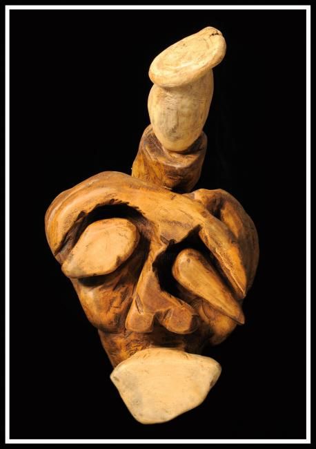 Скульптура под названием "Lespwitambou" - Alex Boucaud, Подлинное произведение искусства, Дерево