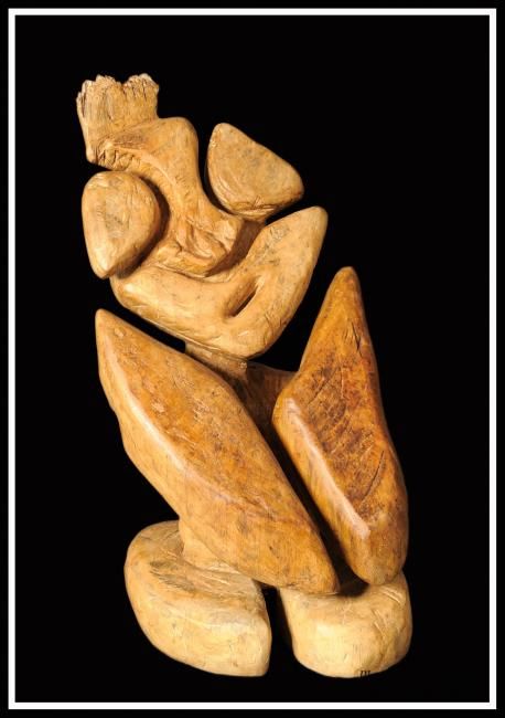 Sculpture titled "Coeur" by Alex Boucaud, Original Artwork, Wood