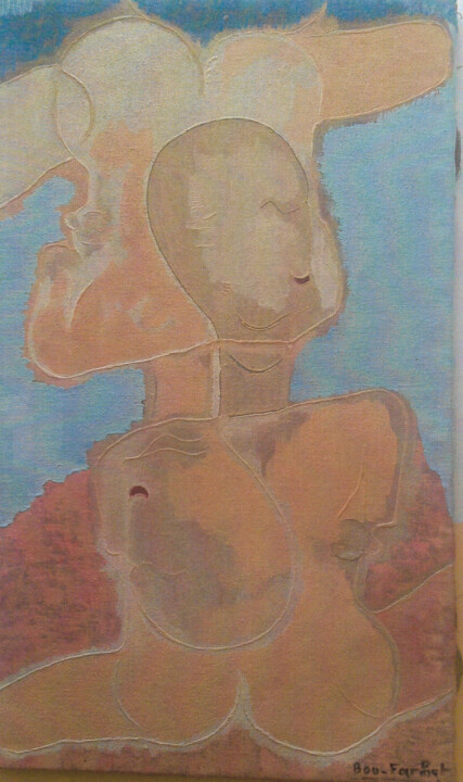 Peinture intitulée "reflets dans l'eau" par Farhat Boudokhane, Œuvre d'art originale, Huile Monté sur Châssis en bois