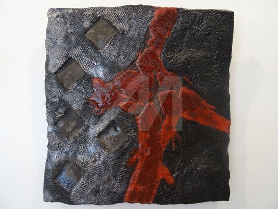 Sculpture intitulée "lave 2" par Boudu Dézo, Œuvre d'art originale, Céramique Monté sur Autre panneau rigide