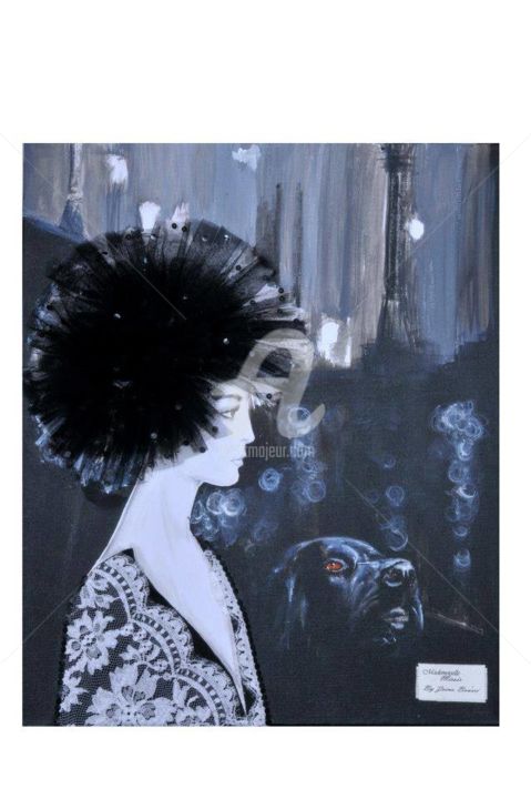 Painting titled "Une nuit a paris" by Mademoiselle Miroir, Original Artwork