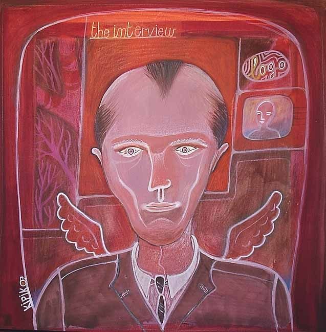 Painting titled "The Interview" by Kipik, Original Art,