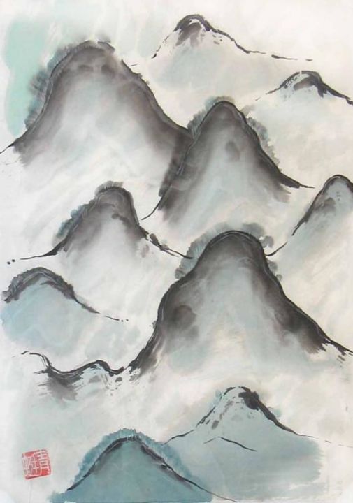 Painting titled "Chinese landscape" by Kipik, Original Artwork