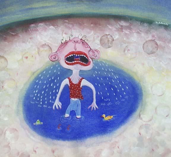 Painting titled "Mr Coco on the moon" by Kipik, Original Artwork