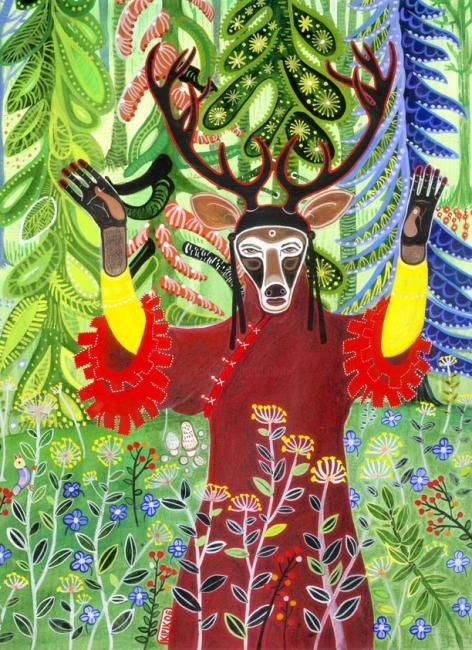 Painting titled "Le Grand Cerf Majes…" by Kipik, Original Art,