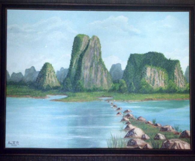 Peinture intitulée "Les montagnes d'Asie" par Abdelmajid Bouhlal, Œuvre d'art originale,
