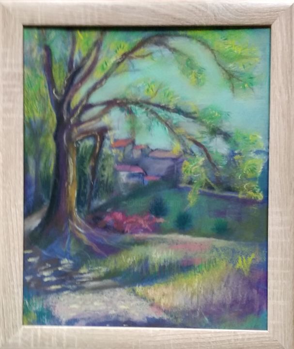 Painting titled "Balade bucolique" by Greensleeves, Original Artwork, Pastel Mounted on Cardboard