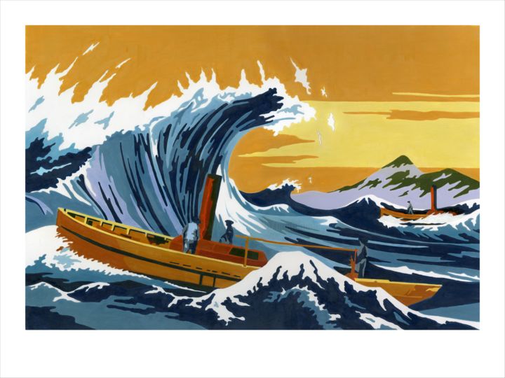 Gravures & estampes intitulée "la vague" par Eric Bourdon, Œuvre d'art originale, Impression numérique
