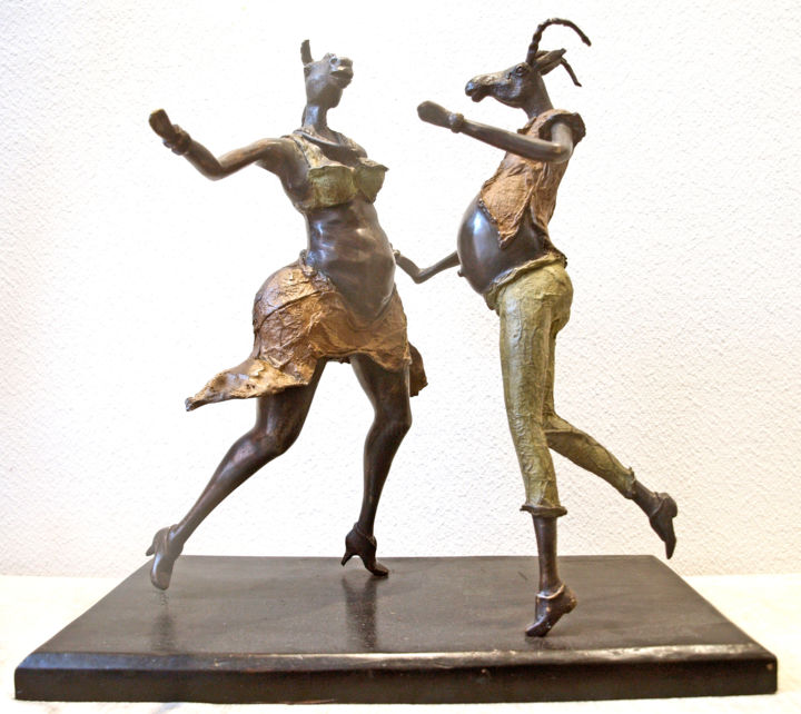 Скульптура под названием "Couple danseur" - Boureima Ouedraogo, Подлинное произведение искусства, Литьё