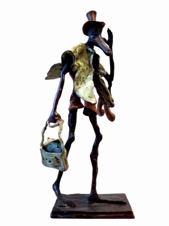 Sculpture titled "Le marcheur" by Boureima Ouedraogo, Original Artwork, Metals