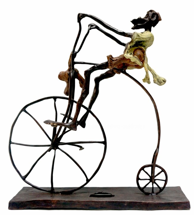 Sculpture intitulée "A vélocipède" par Boureima Ouedraogo, Œuvre d'art originale, Bronze