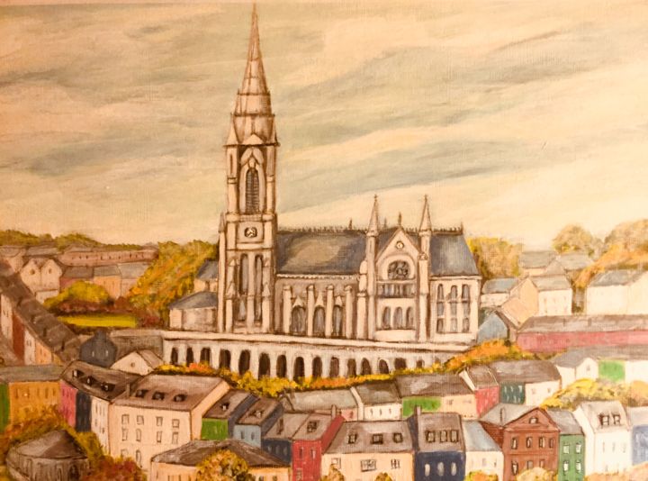 Painting titled "cobh cathedral, cork" by Marion Scanlon, Original Artwork