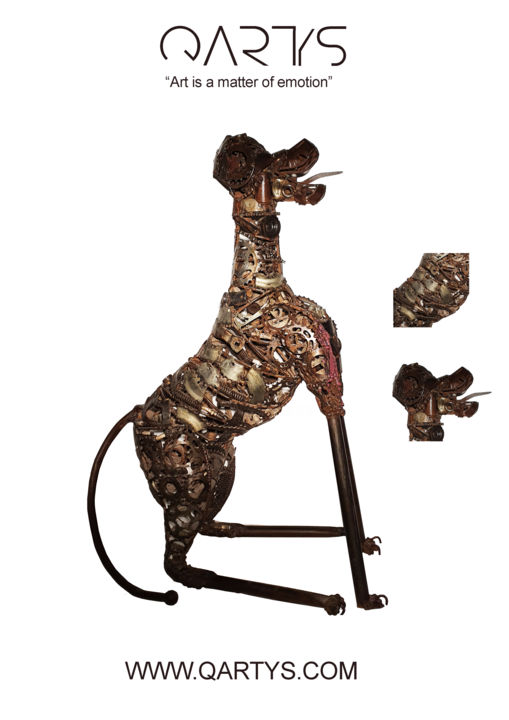 Sculpture intitulée "Dog siting" par Boutaour Ismael, Œuvre d'art originale, Métaux