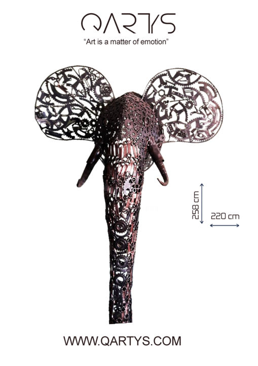 Sculpture intitulée "Gonareyzou  Elephant" par Boutaour Ismael, Œuvre d'art originale, Métaux