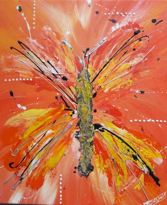 Peinture intitulée "Abstract summer but…" par Bouviermarts, Œuvre d'art originale, Acrylique