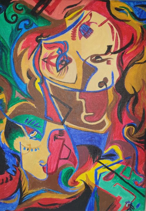 Malarstwo zatytułowany „Multi face modern c…” autorstwa Maryab, Oryginalna praca, Akryl