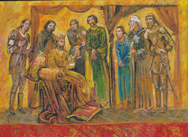 Malerei mit dem Titel "Around  Tsar Peter" von Boyan Yanev, Original-Kunstwerk, Acryl