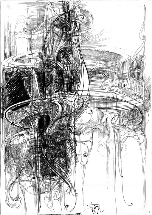 Drawing titled "Rondò Veneziano 2019" by Boyan Yanev, Original Artwork, Ink