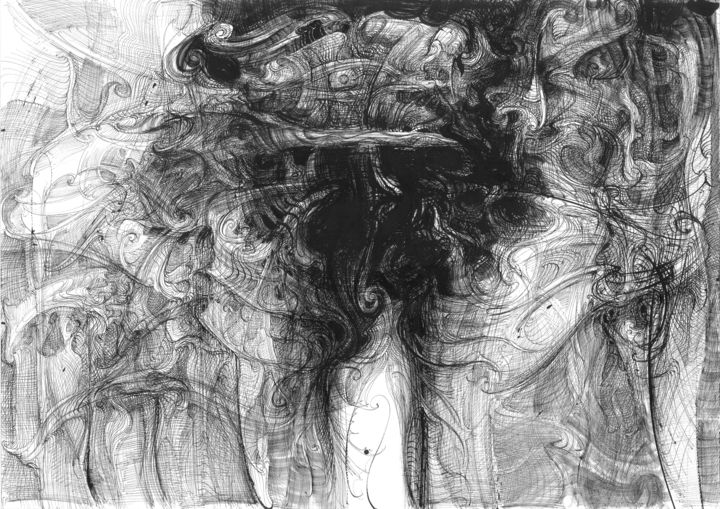 Drawing titled "Kashmir (Led Zeppel…" by Boyan Yanev, Original Artwork, Ink