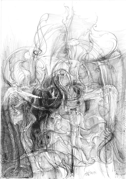Zeichnungen mit dem Titel "Oboe Concerto (Marc…" von Boyan Yanev, Original-Kunstwerk, Tinte