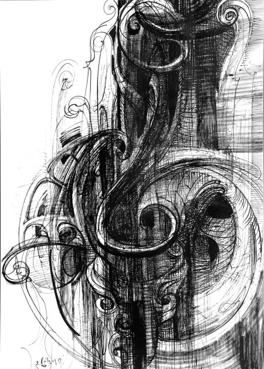 Drawing titled "Melody I" by Boyan Yanev, Original Artwork, Ink