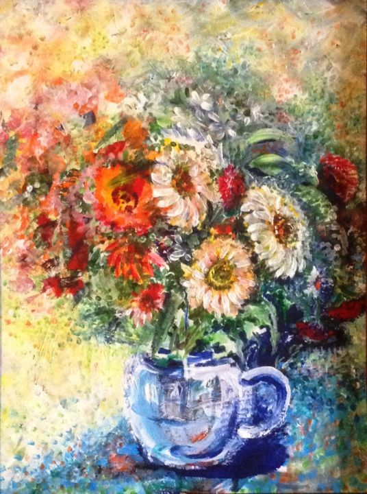 Painting titled "Летний букет" by Elena Boyarintseva, Original Artwork, Acrylic