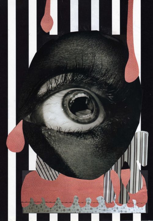Collages getiteld "La bouche à l'oeil" door Boyfred, Origineel Kunstwerk, Collages