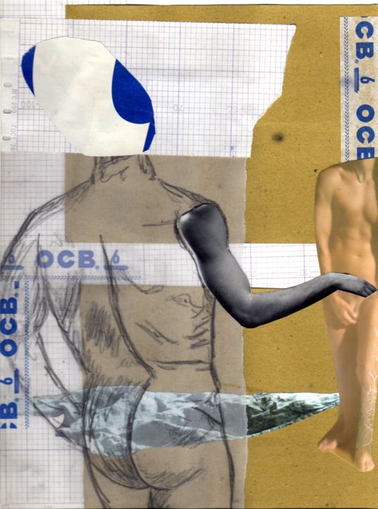 Collages titled "Les draps défaits -…" by Boyfred, Original Artwork, Collages