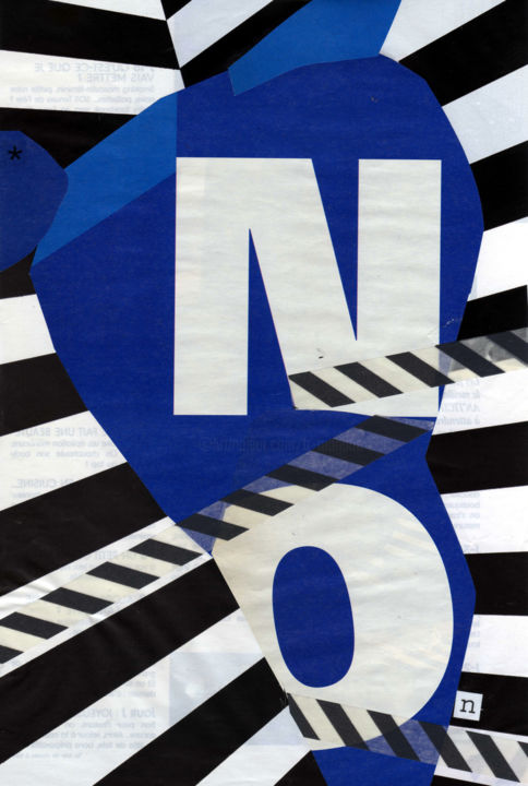 Collagen mit dem Titel "Non! (Onomatopée 2)" von Boyfred, Original-Kunstwerk, Collagen