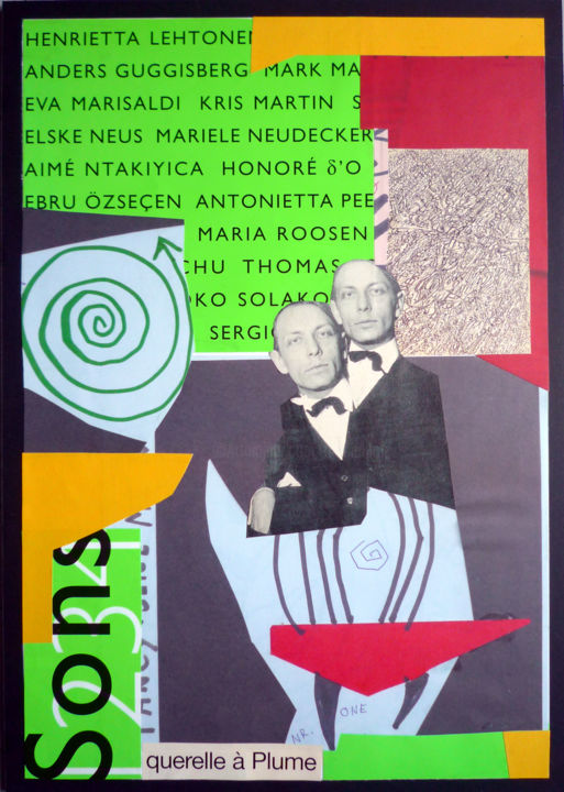 Collages intitulée "Querelle à Plume -…" par Boyfred, Œuvre d'art originale, Collages Monté sur Carton