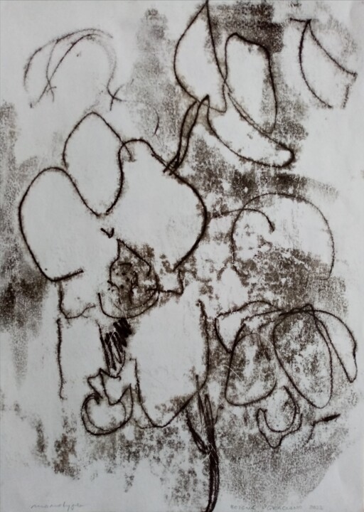 Gravures & estampes intitulée "ORCHIDEE" par Bozena  D G, Œuvre d'art originale, Monotype
