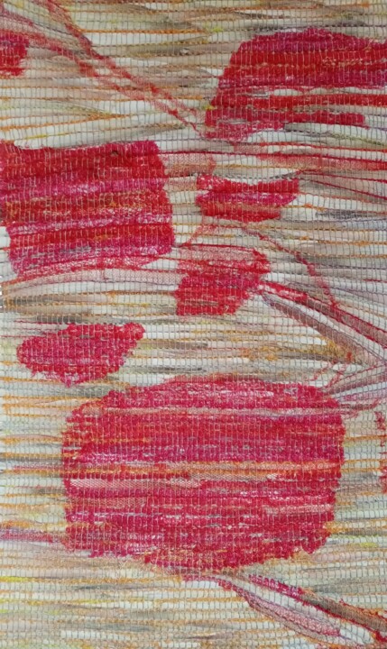 Textile Art titled "COMPOSITION ROUGE" by Bozena Graciano, Original Artwork, Tapestry