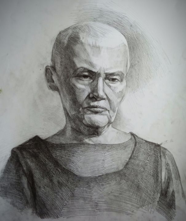Drawing titled "Portrait 2" by Божидар Некезов, Original Artwork, Graphite