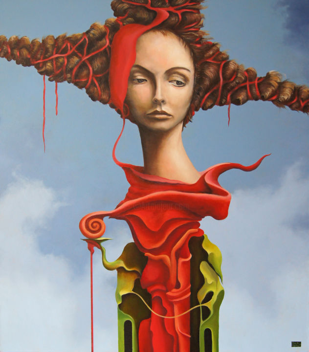 Painting titled "Madame has Dreams" by Bogdan Pilatowicz, Original Artwork, Oil