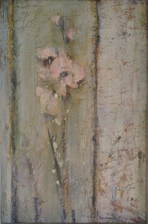 Painting titled "Цветок" by Liudmila Kalmykova, Original Artwork, Oil